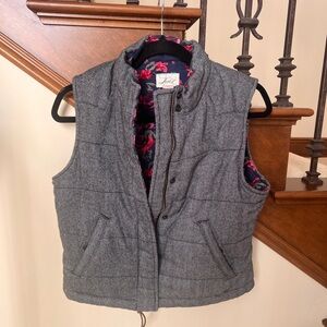 Levi's Black and Blue Quilted Vest with Floral Lining
